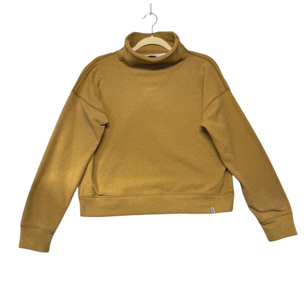 Stio Womens Sweetwater Fleece Pullover Mustard Yellow Funnel Neck Size Small